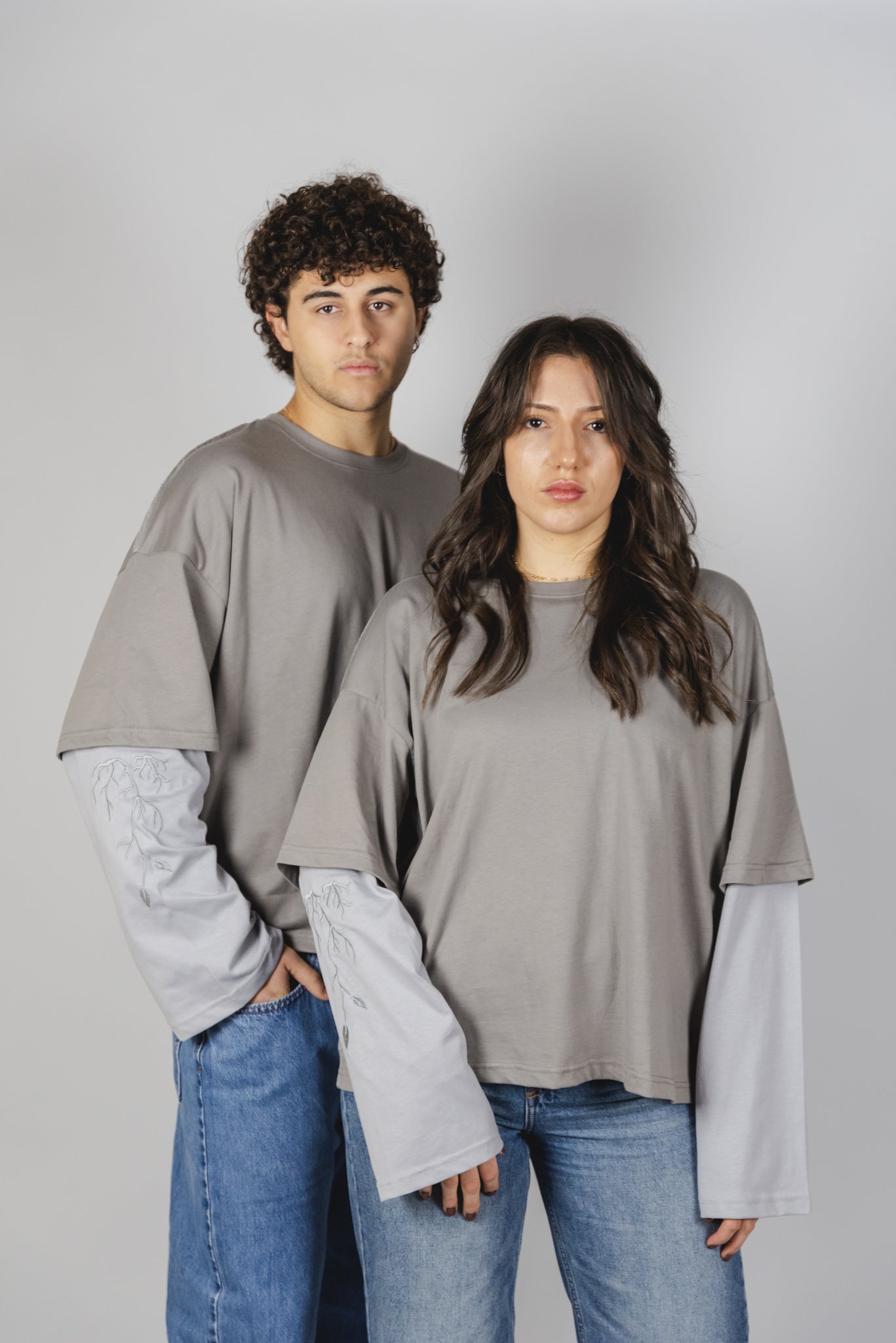 NICE T-SHIRT LONG SLEEVE double color "STONE"