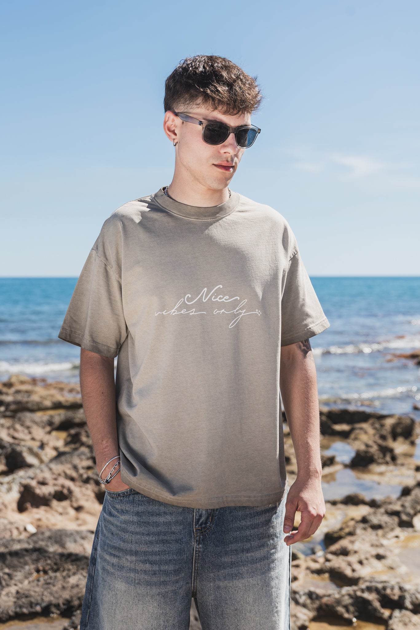 NICE Reverse Dyed Loose Tee "KHAKI"