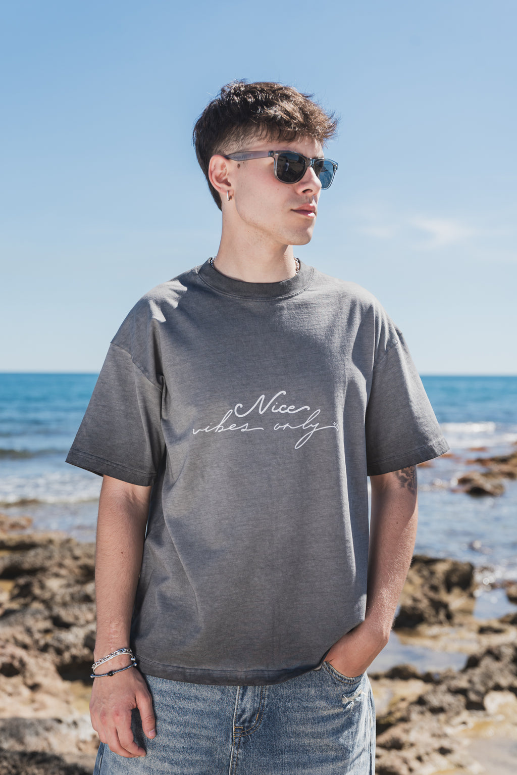 NICE Reverse Dyed Loose Tee "DARK GREY"