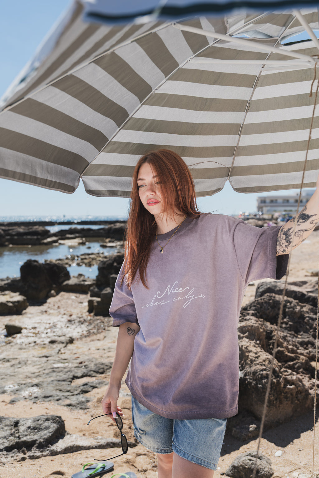 NICE Reverse Dyed Loose Tee "PURPLE"
