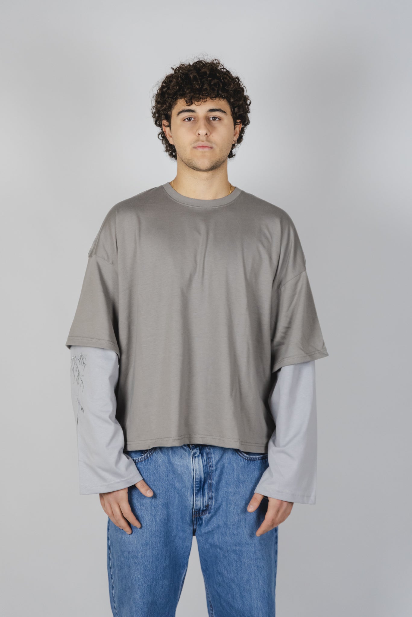NICE T-SHIRT LONG SLEEVE double color "STONE"