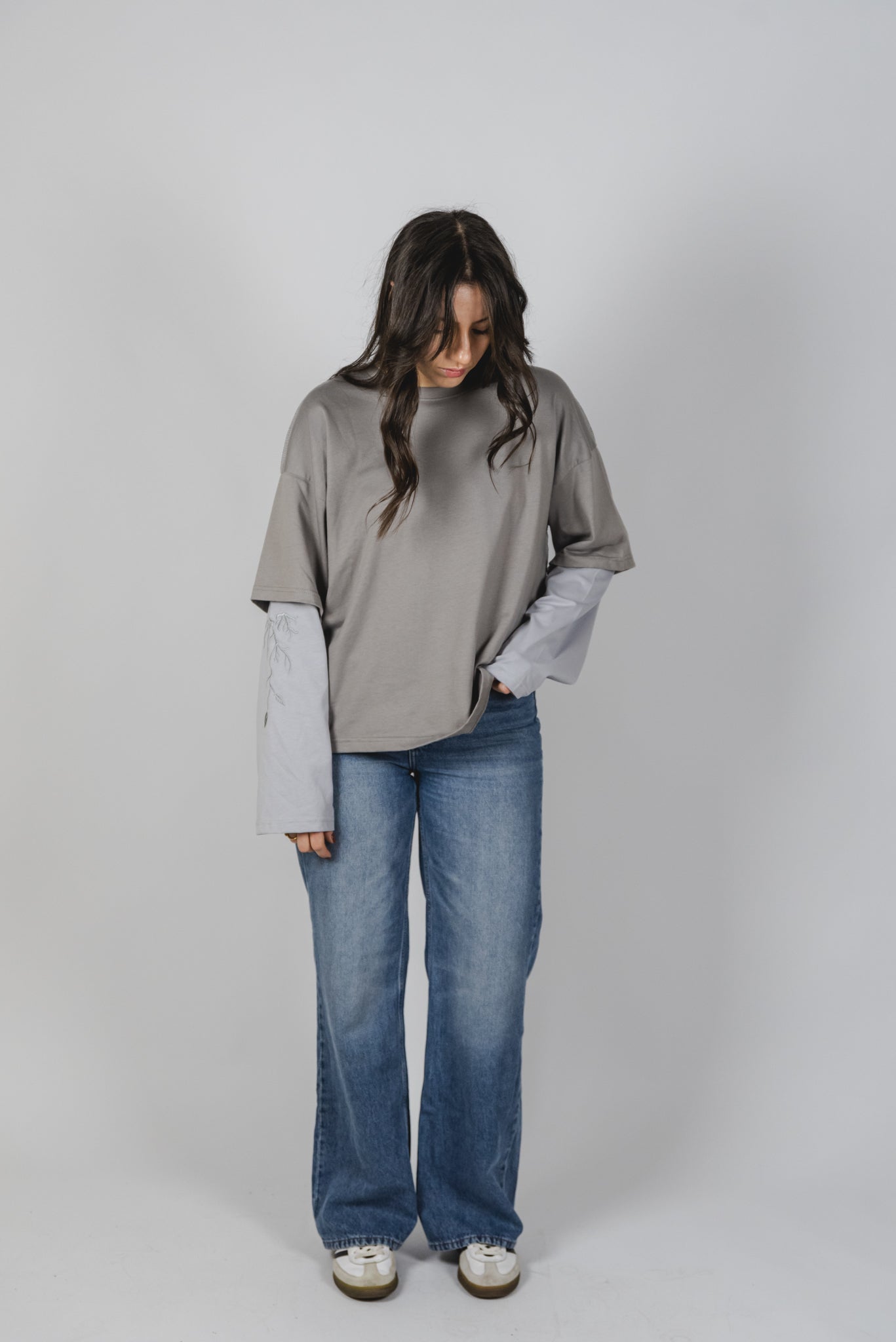 NICE T-SHIRT LONG SLEEVE double color "STONE"